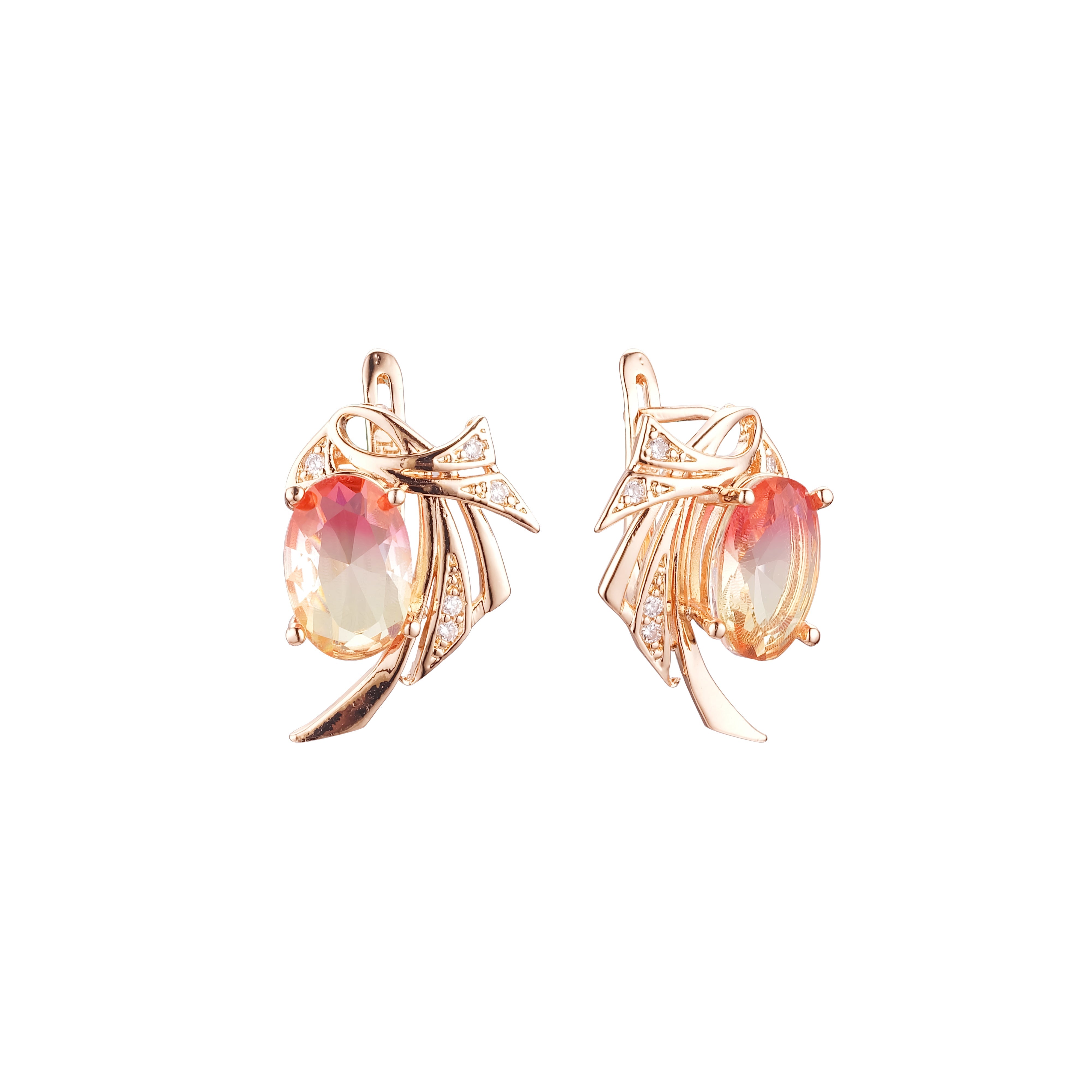.Wings solitaire earrings in 14K Gold, Rose Gold plating colors