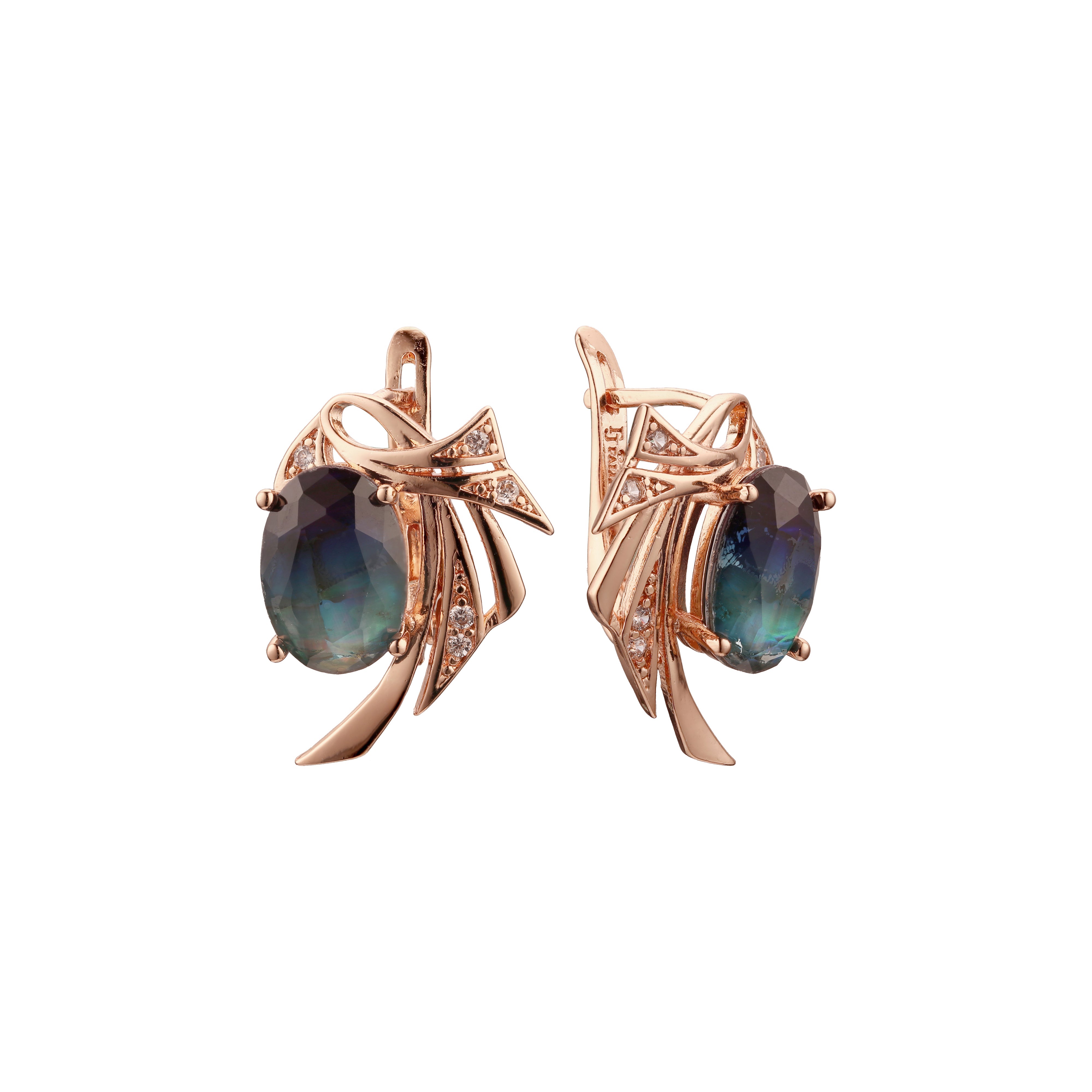 .Wings solitaire earrings in 14K Gold, Rose Gold plating colors