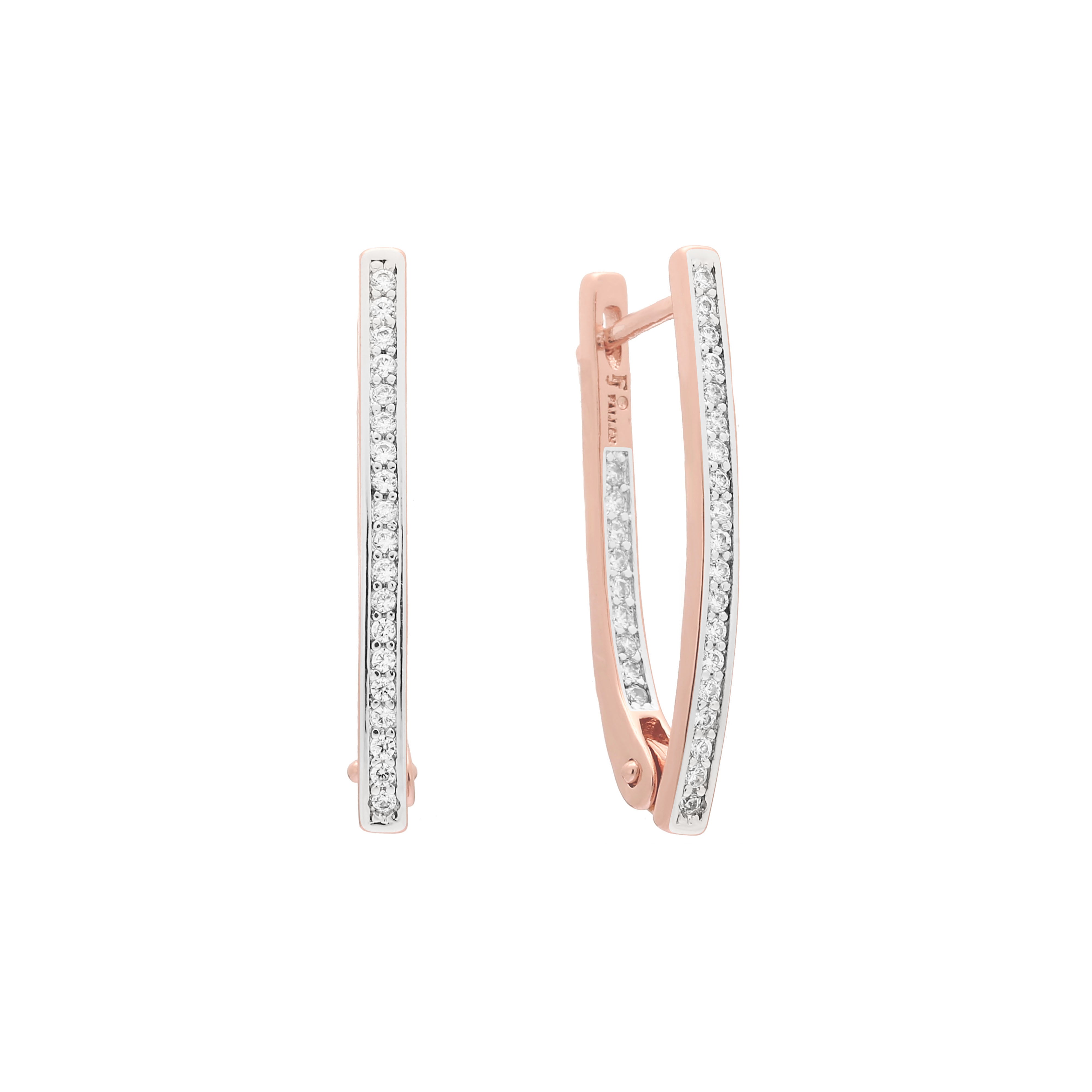 .14K ゴールド ツートンカラー、ホワイト ゴールド、ローズ ゴールド メッキ色のトール クラスター イヤリング