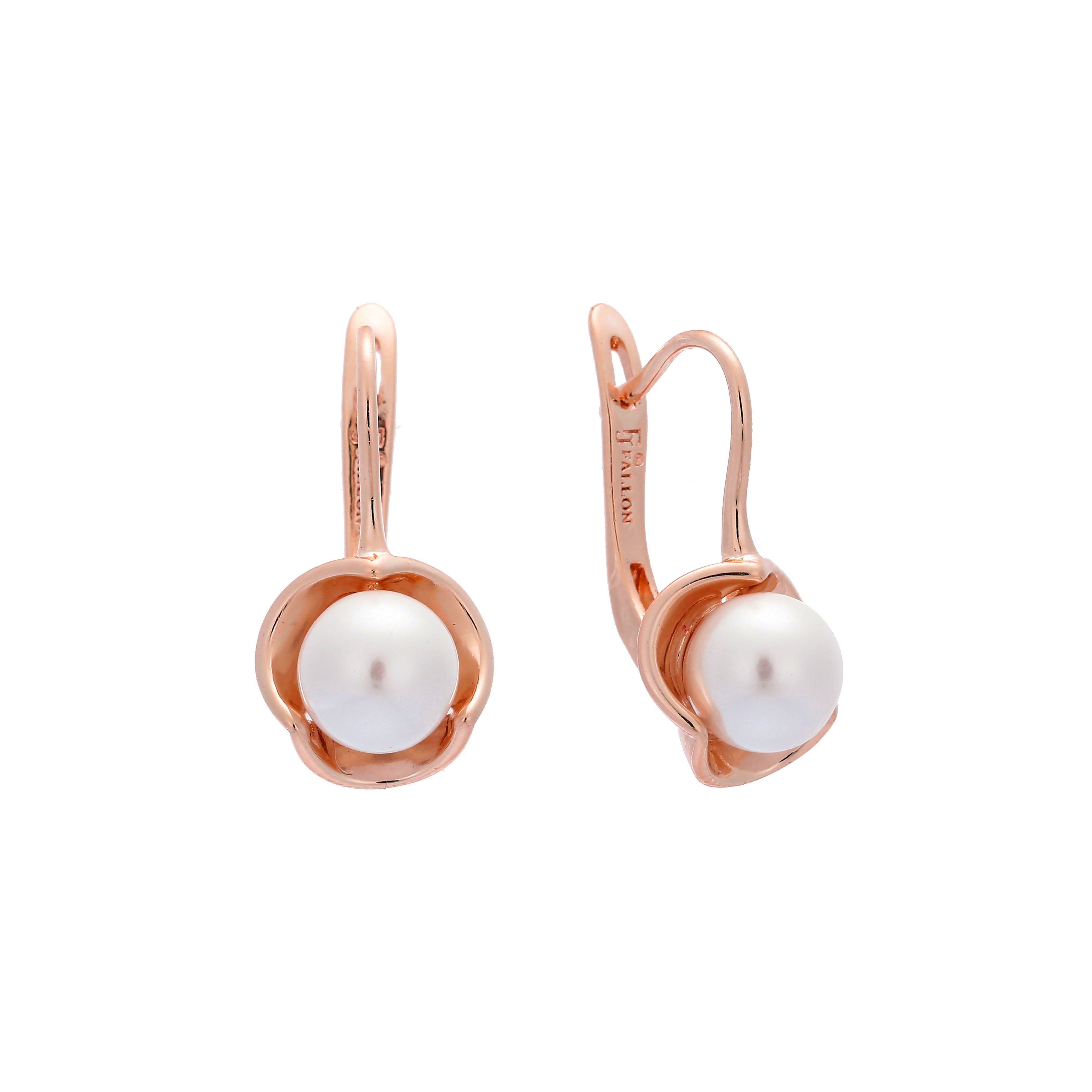 Pearl earrings in 14K Gold, Rose Gold plating colors