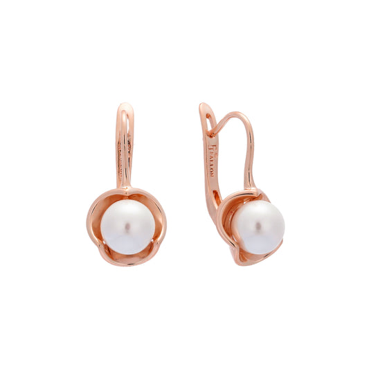 Pearl earrings in 14K Gold, Rose Gold plating colors