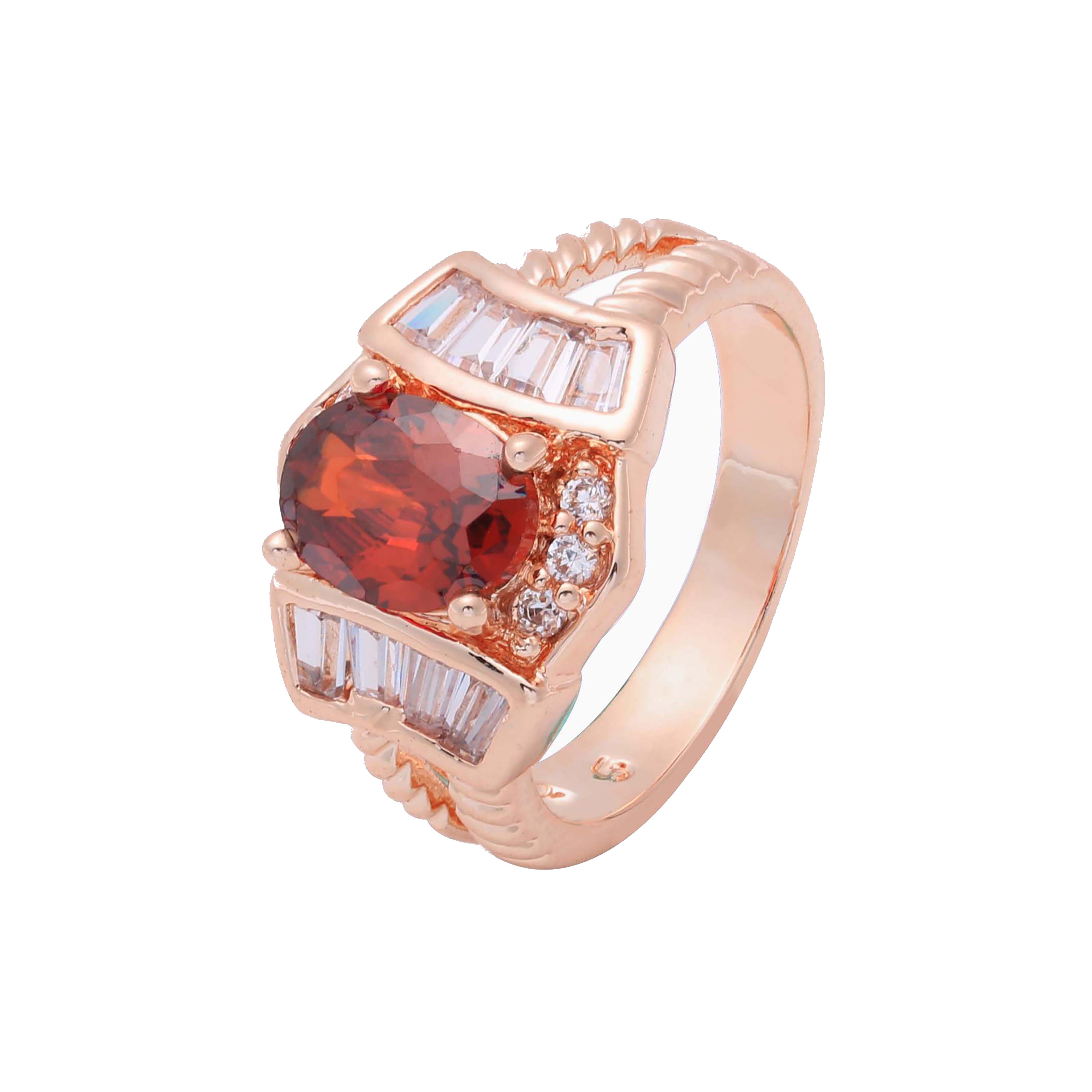 Solitário luxuoso com anéis de pedra lapidada em esmeralda em ouro 14K, cores banhadas a ouro rosa
