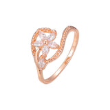 Damenmode-Prinzessin-Halo-Ringe mit wei?em CZ und Ros¨¦gold plattiert