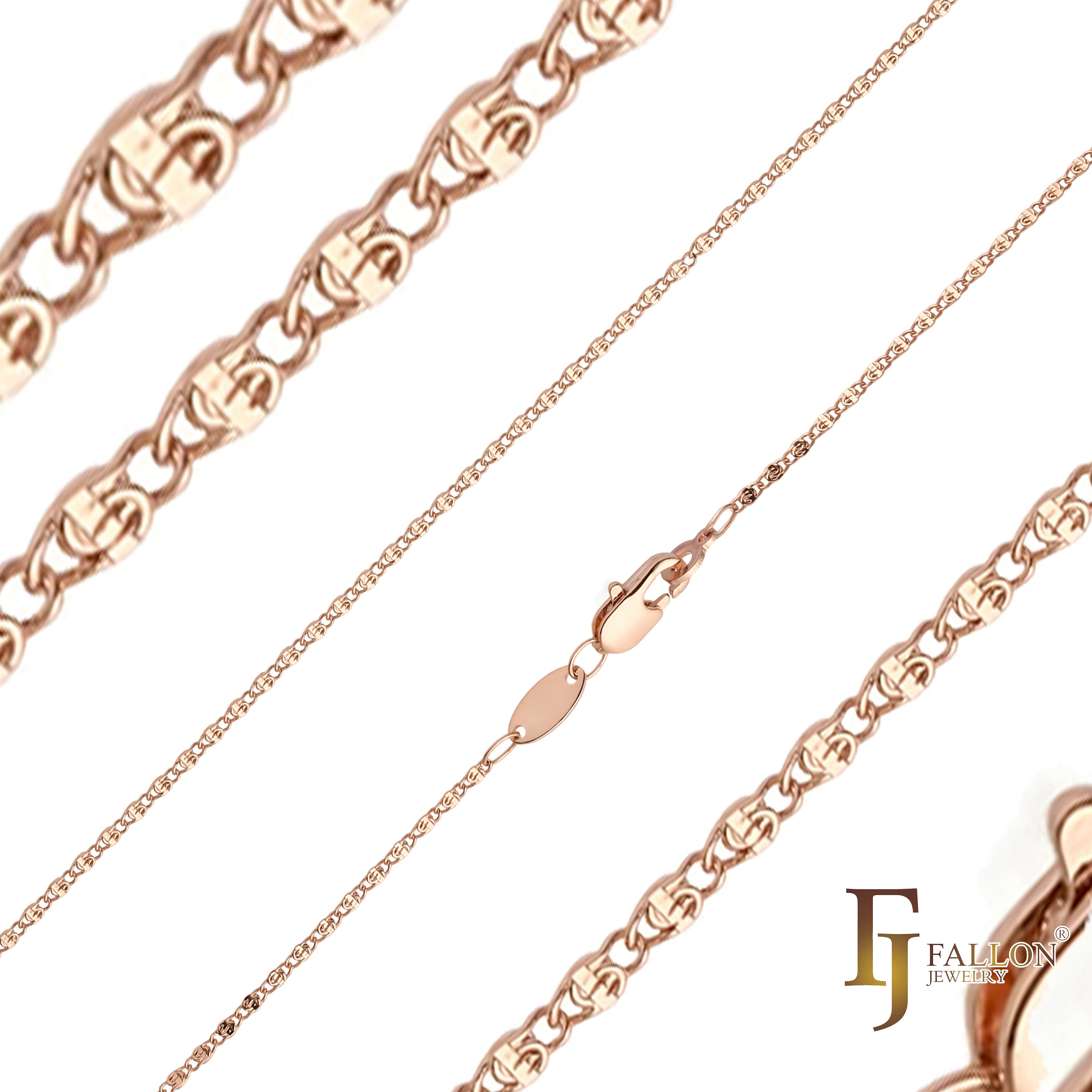 Runde Schneckengliederketten, plattiert mit 14 Karat Gold, Ros¨¦gold, zweifarbig