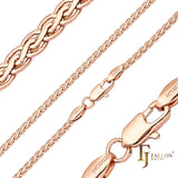 Cadenas brillantes de trigo Spiga chapadas en oro blanco, oro de 14 quilates, oro rosa, dos tonos