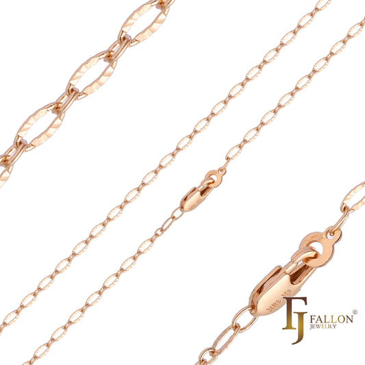 Sunburst Sequin chains plated in 14K Gold, Rose Gold, two tone