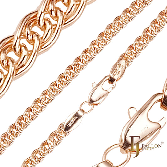 ダブルケーブルリンク Nonna ウィービング チェーン、14K ゴールド、ローズゴールドメッキ