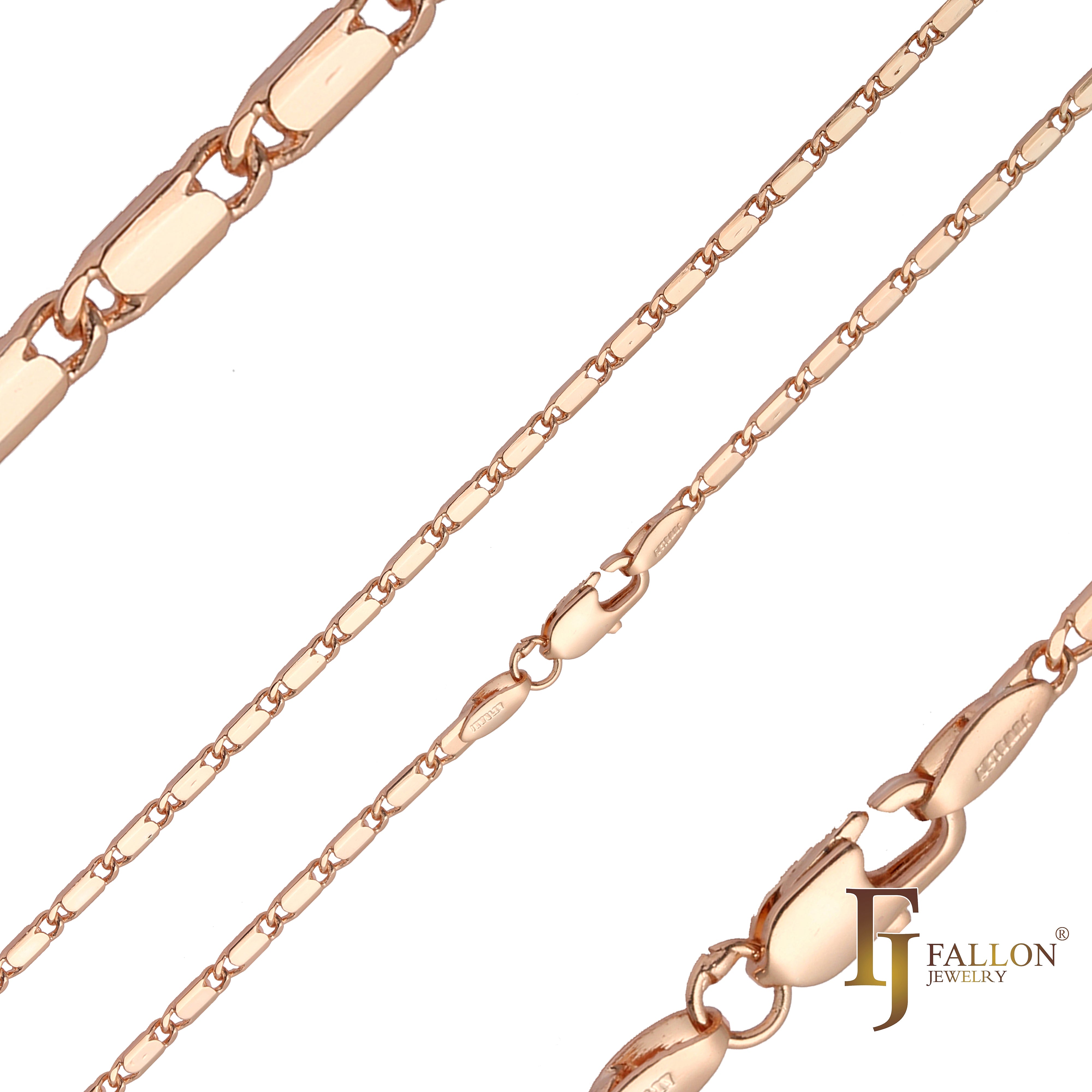14K ゴールド、ローズゴールドメッキの長いソリッド カタツムリ リンクポリッシュ チェーン