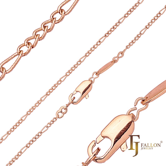 Correntes de elo fantasia de cabo banhadas em ouro 14K, ouro rosa
