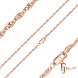 Fancy link 星形锤击链，镀 14K 金、玫瑰金，两种色调