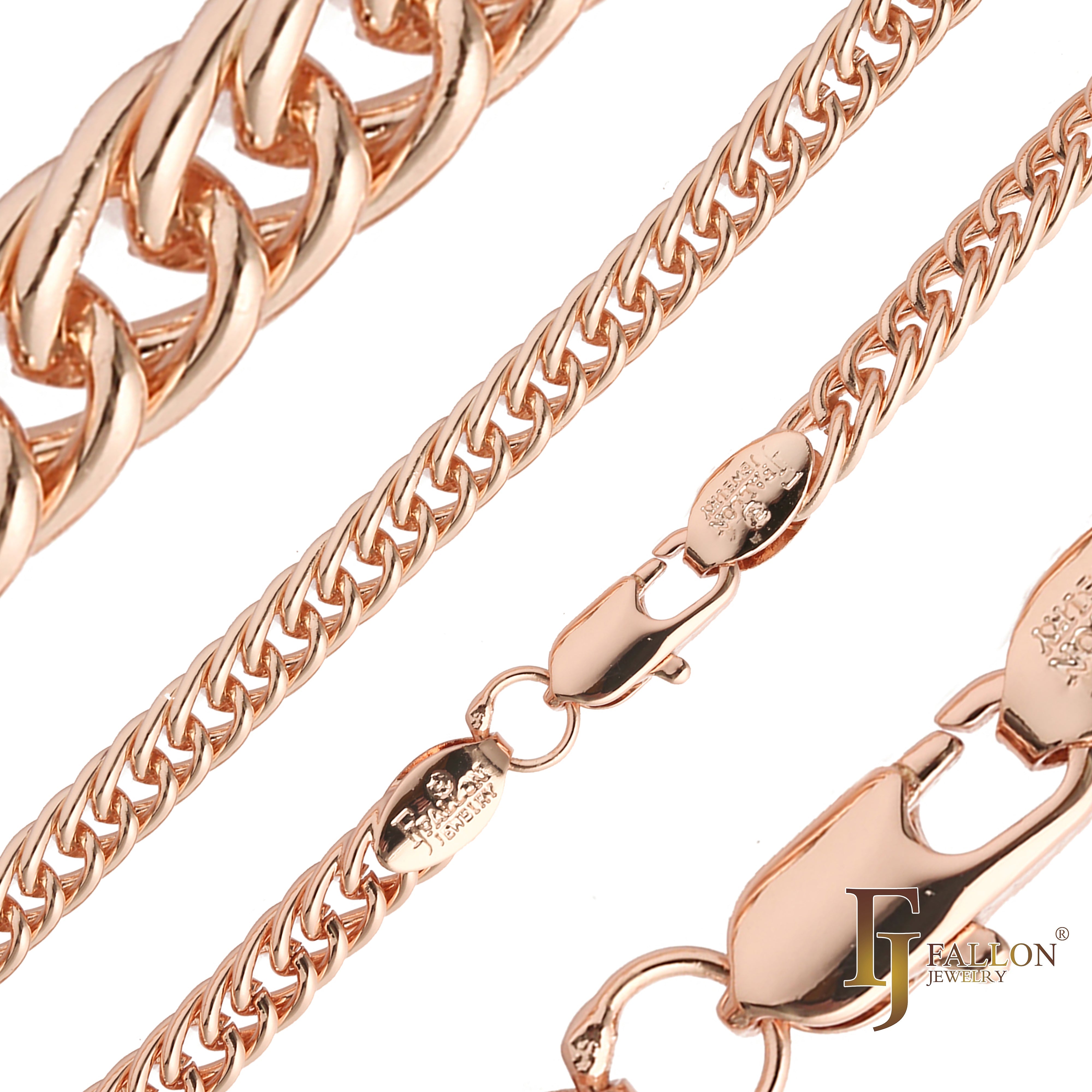 Geh?mmerte Spiga-Gliederketten, plattiert mit 14 Karat Gold, Ros¨¦gold, zweifarbig