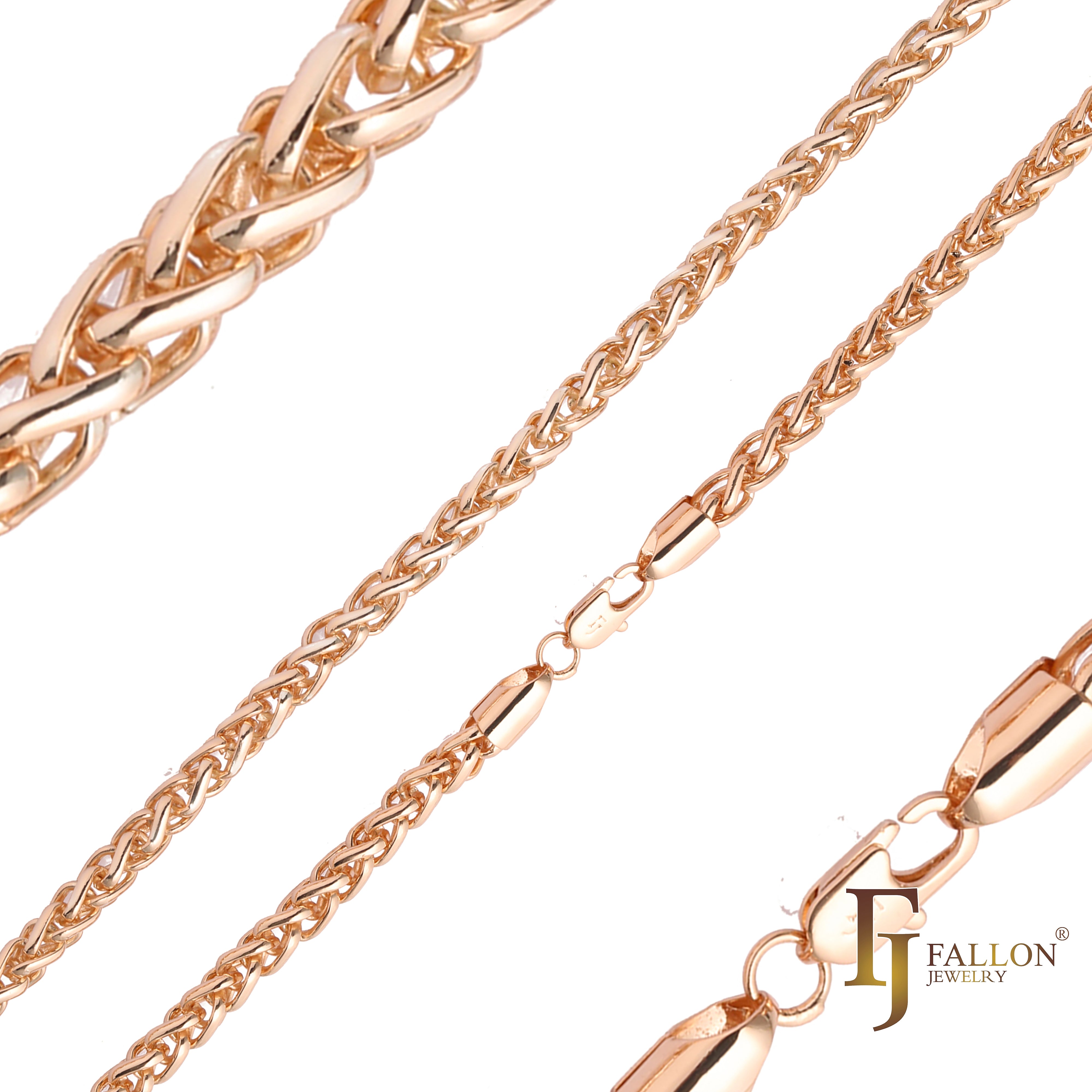 Cadenas de eslabones dobles enchapadas en Oro 14K, oro rosa