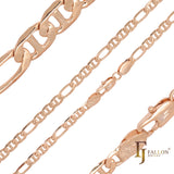 Figaro, cadenas de eslabones Figarucci chapadas en oro de 14K, oro rosa