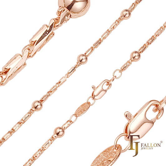Correntes de caracóis de miçangas banhadas a ouro rosa