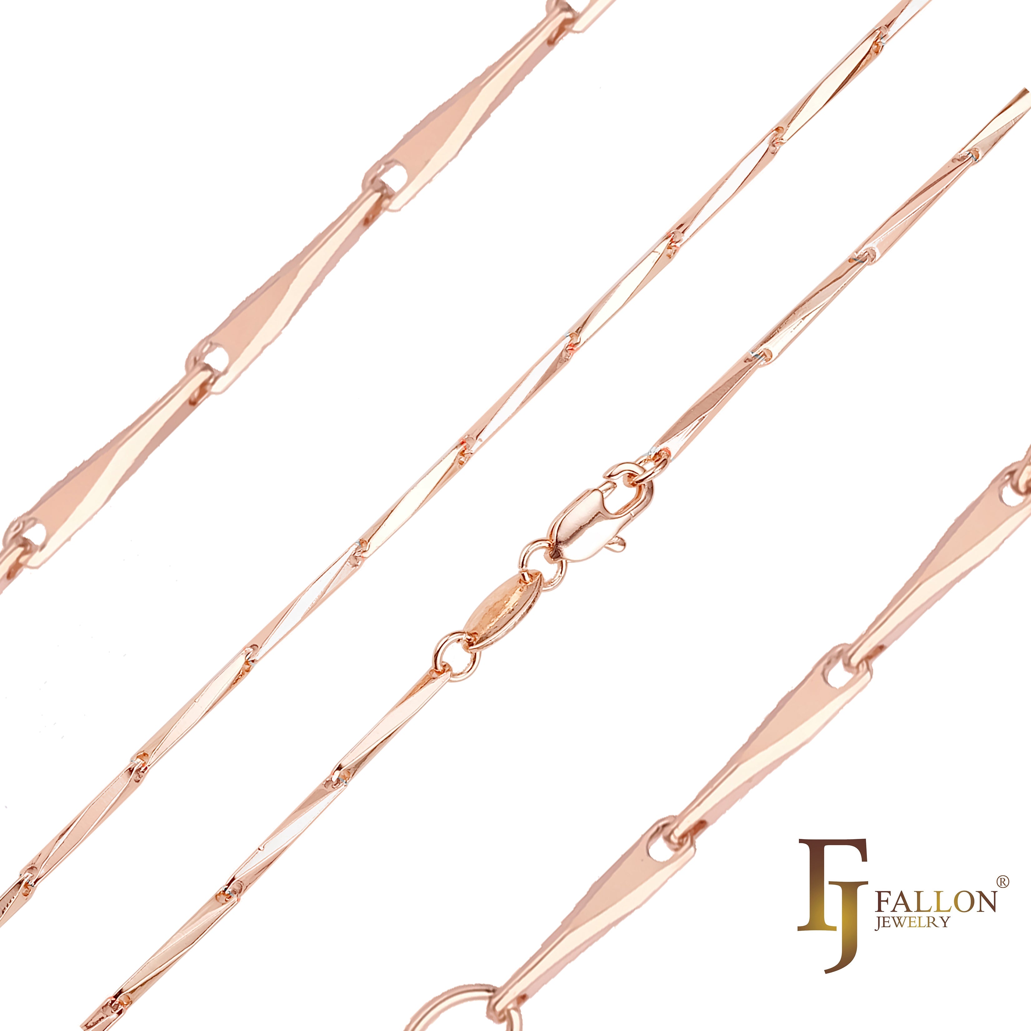 Elegante, zweifarbige, klassische Gerstenkorn-Gliederketten aus Roségold