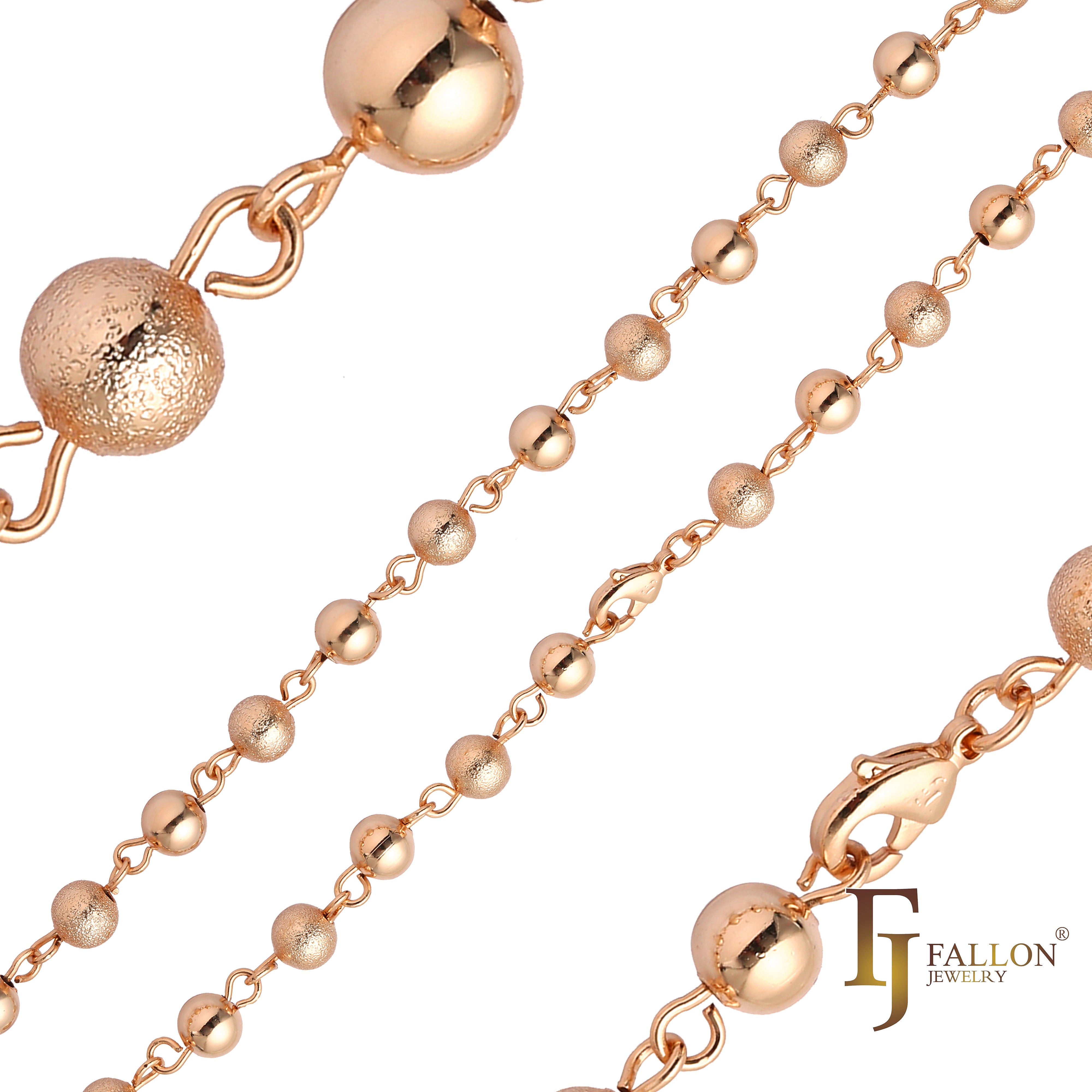 Cadenas de bolitas enchapadas en Oro de 14K, Oro Rosa