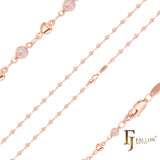Cadenas de eslabones de perlas de corazón de fantasía y piedras blancas chapadas en oro rosa.
