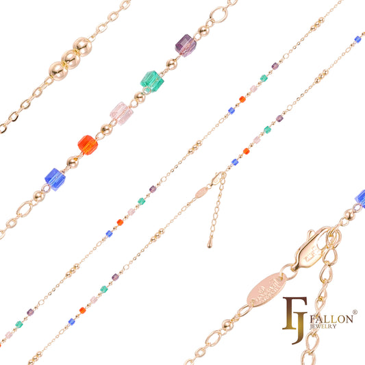 Ausgefallene Fu?kettchen mit wei?en Steingliedern, plattiert mit 14-kar?tigem Gold und Ros¨¦gold