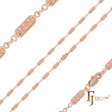 Cadenas de oro rosa con eslabones elegantes con textura hexagonal alargada