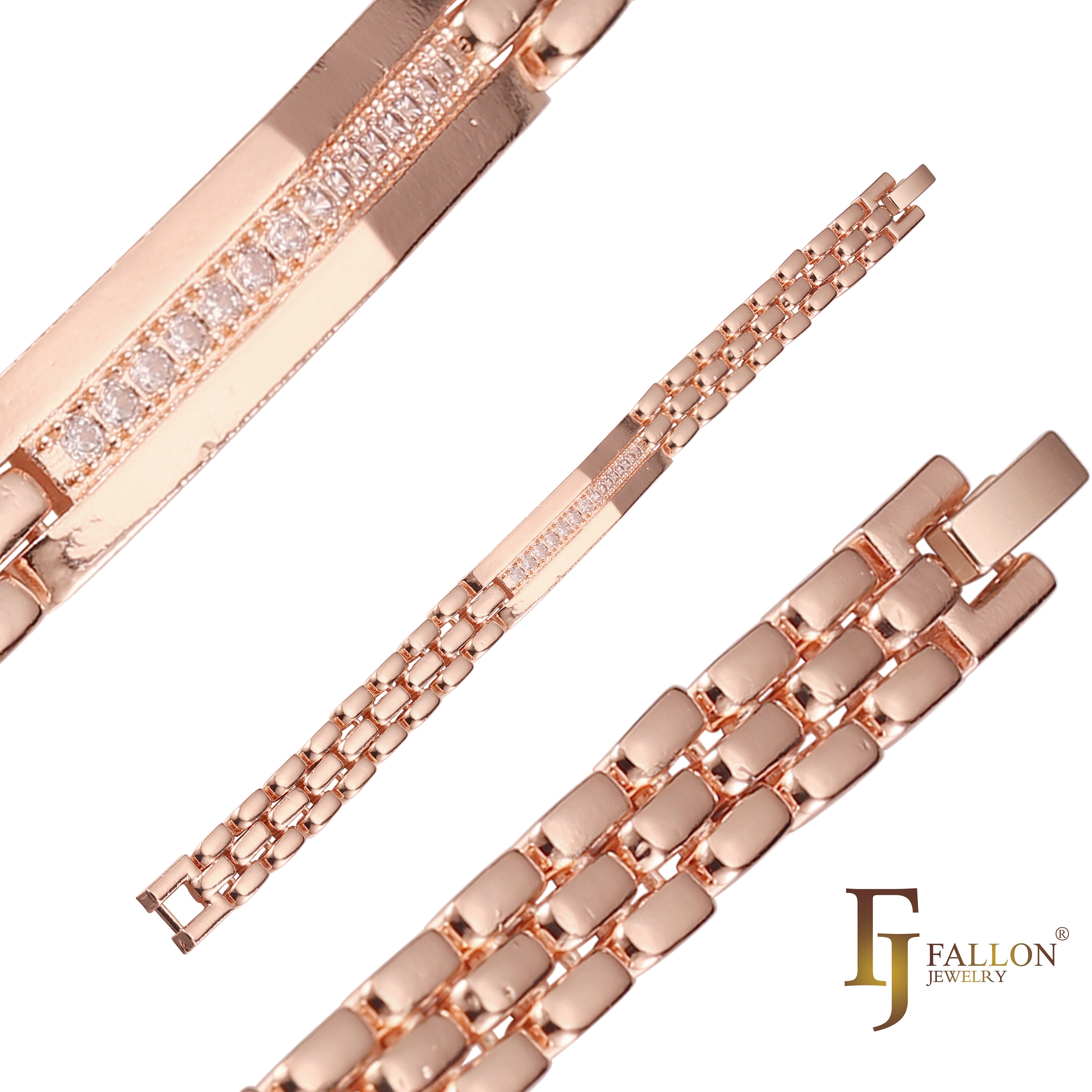 Watch strap band bracelets plated in colors plated in 14K Gold, Rose Gold colors