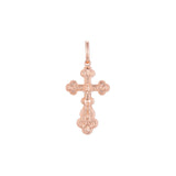 14K ゴールド、ローズゴールド ツートンカラー、ホワイト ゴールド メッキ カラーのカトリック クロスつぼみペンダント