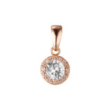 Solitaire halo colorful CZs 14K Gold, Rose Gold pendant