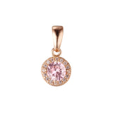 Solitaire halo colorful CZs 14K Gold, Rose Gold pendant