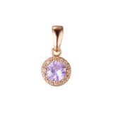 Solitaire halo colorful CZs 14K Gold, Rose Gold pendant