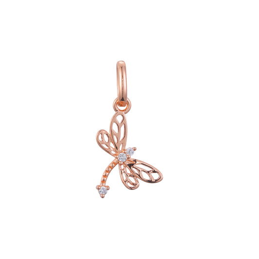 Dragonfly pendant in 14K Gold, Rose Gold plating colors
