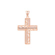 Filigree paved White CZ Rose Gold cross pendant