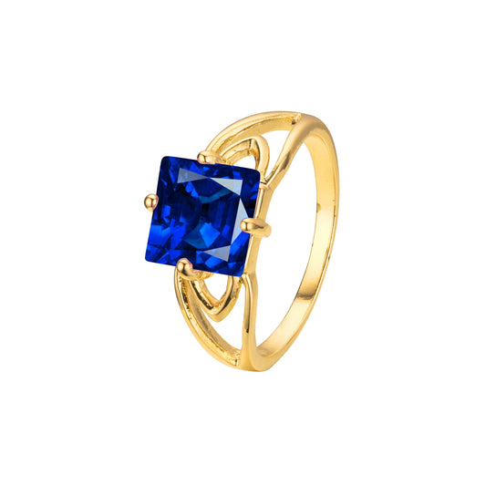 .Solitaire big colorful emerald cut stones 14K Gold, 18K Gold rings