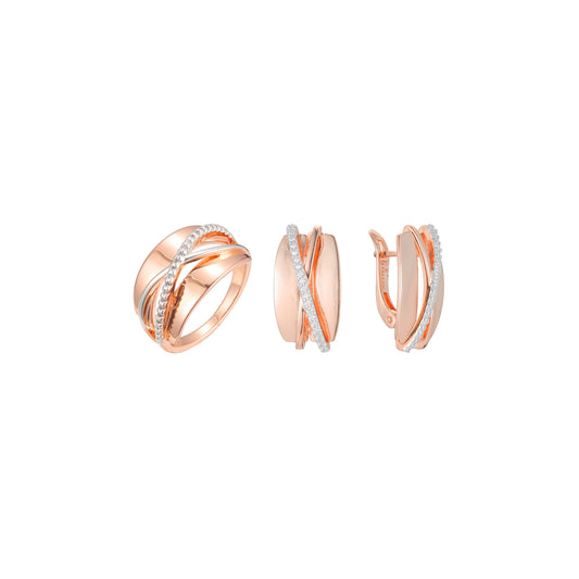 Conjunto de diseño de moda de dos tonos de oro rosa