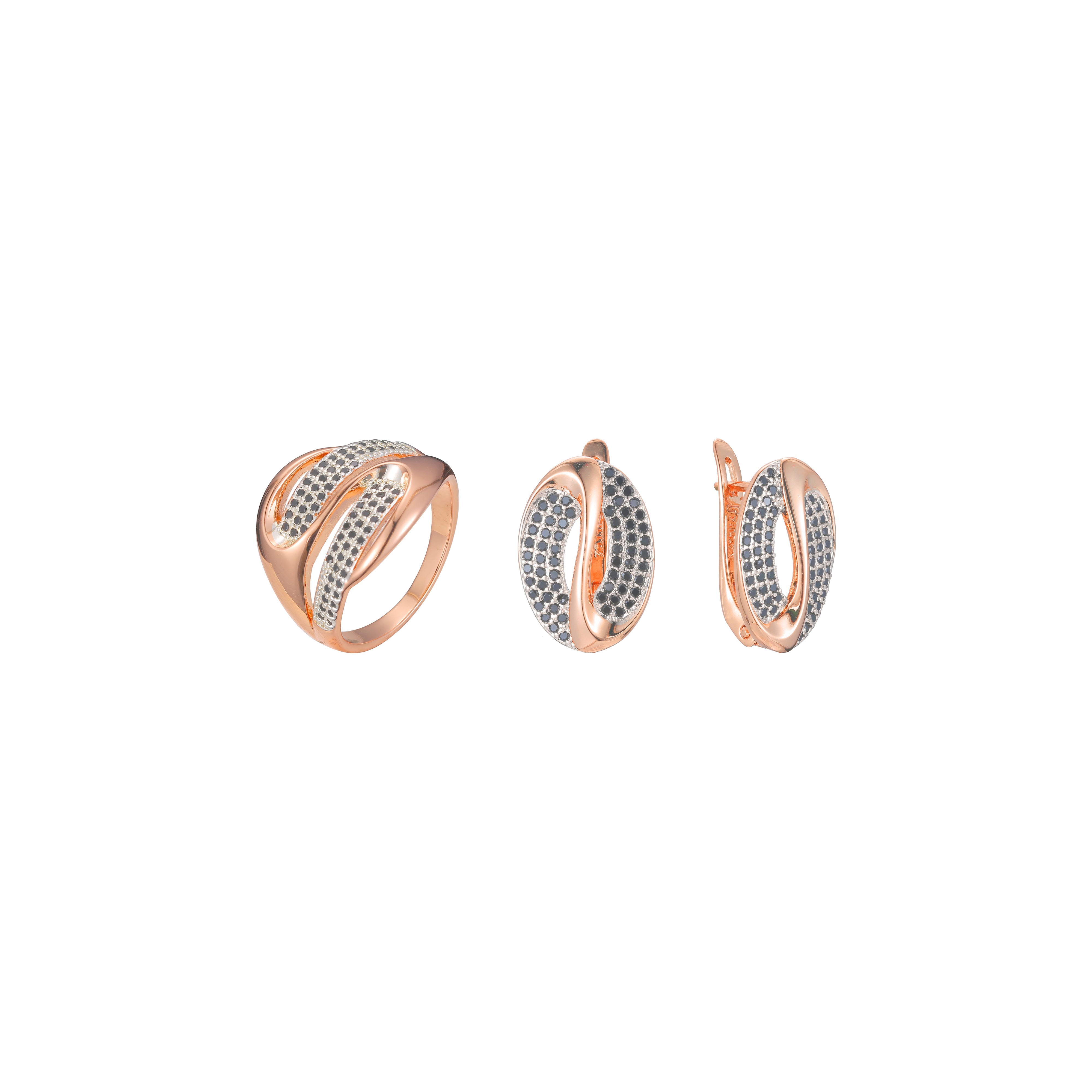 Rose Gold two tone cluster white stones set