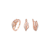 Rose Gold two tone set of leaves with stone