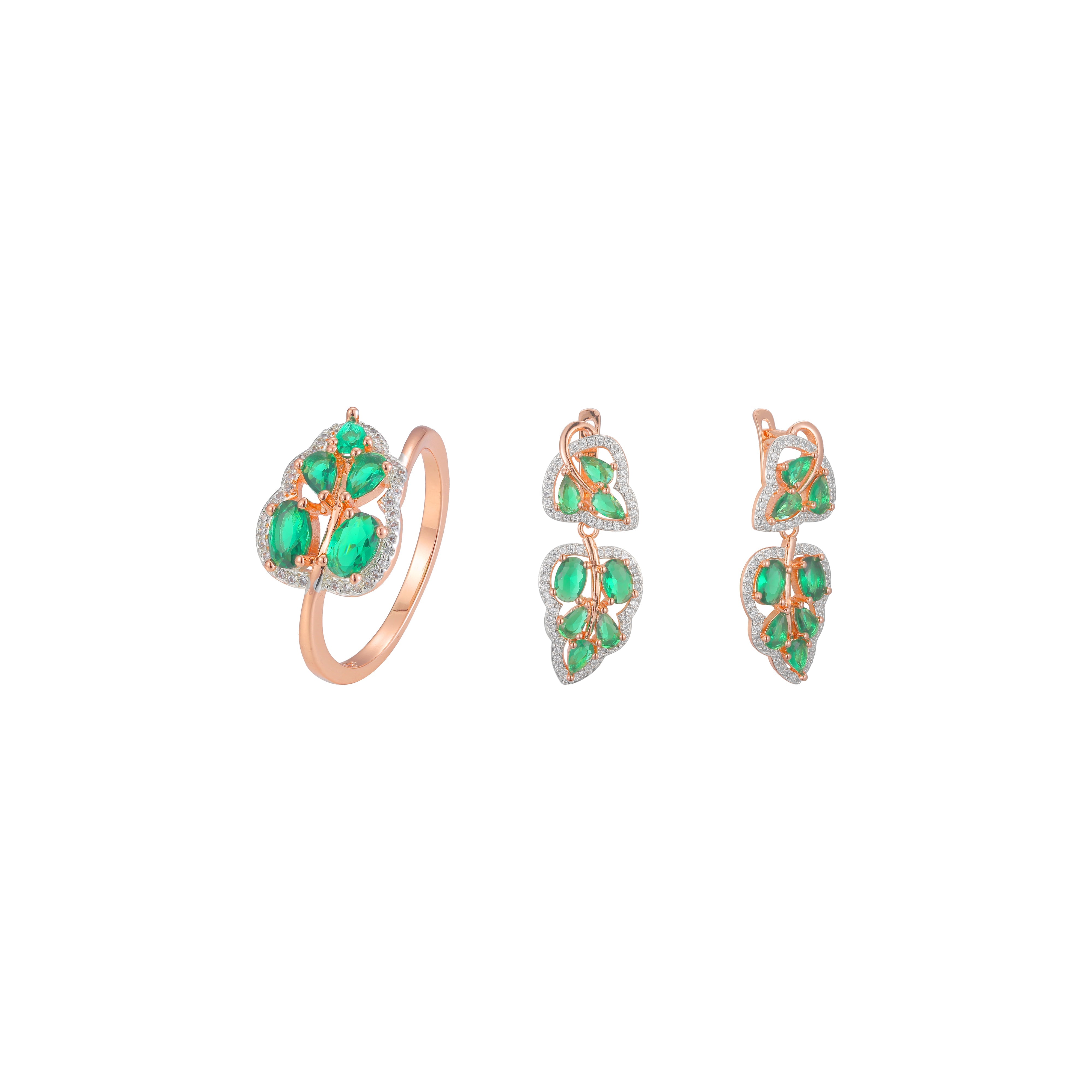 Rose Gold two tone cluster great leave set