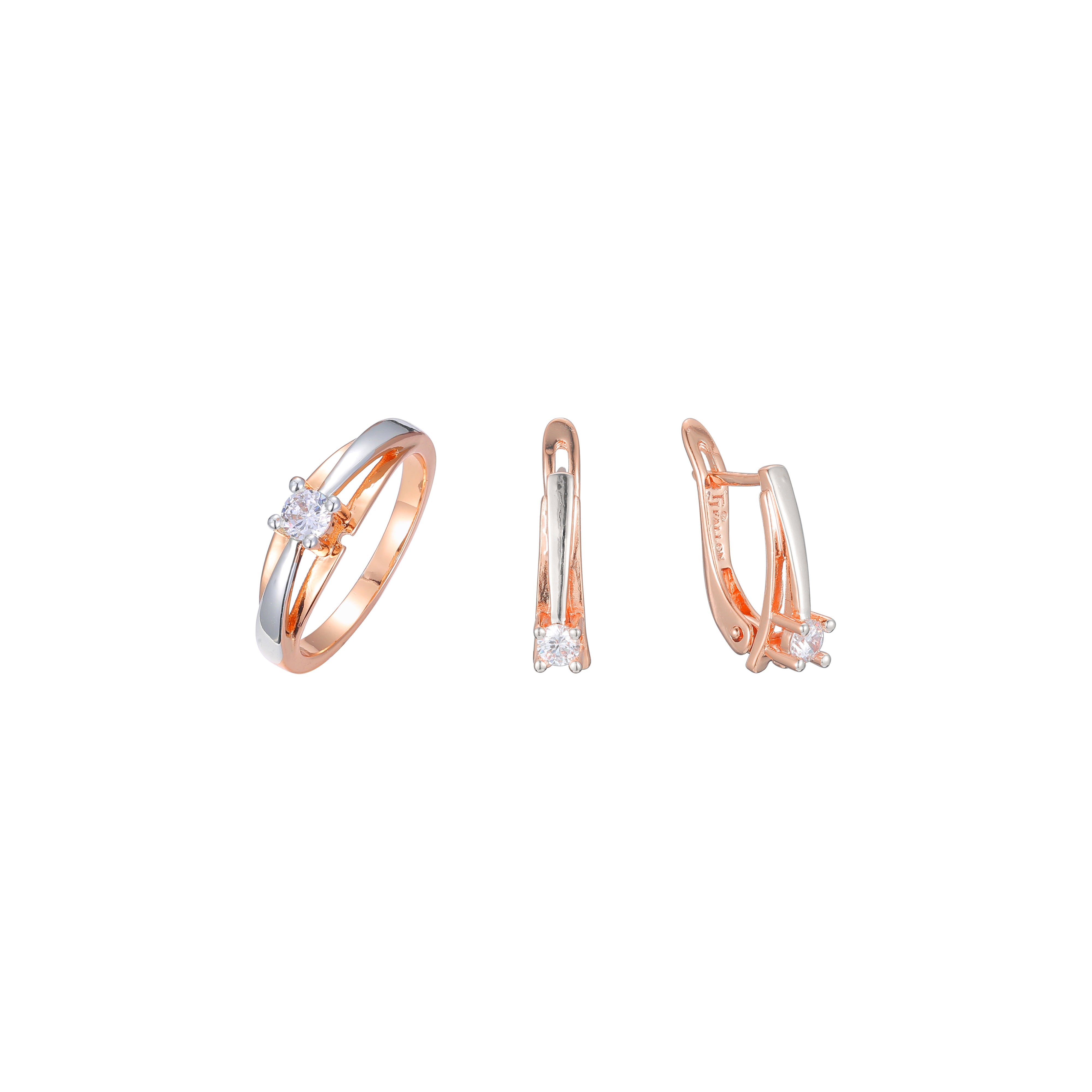 Rose Gold two tone solitaire set