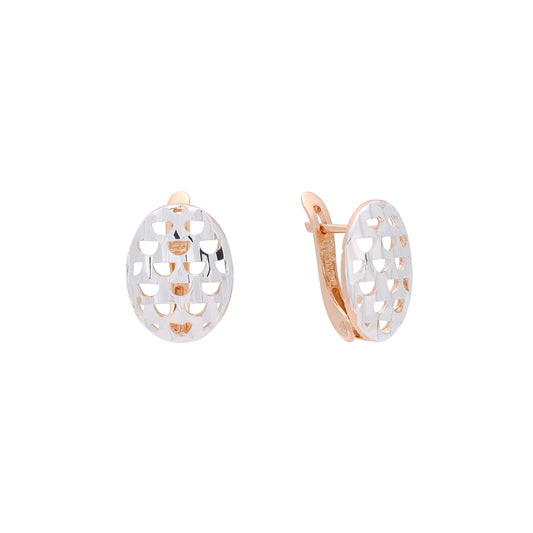 Pendientes de dos tonos de oro rosa