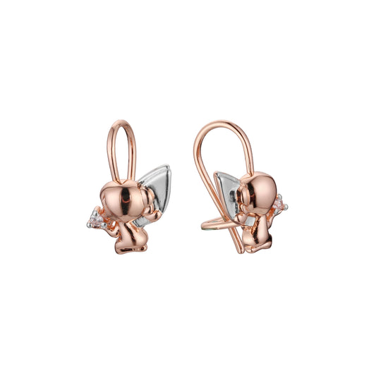 Baby wire hook child earrings in 14K Gold, Rose Gold, two tone plating colors