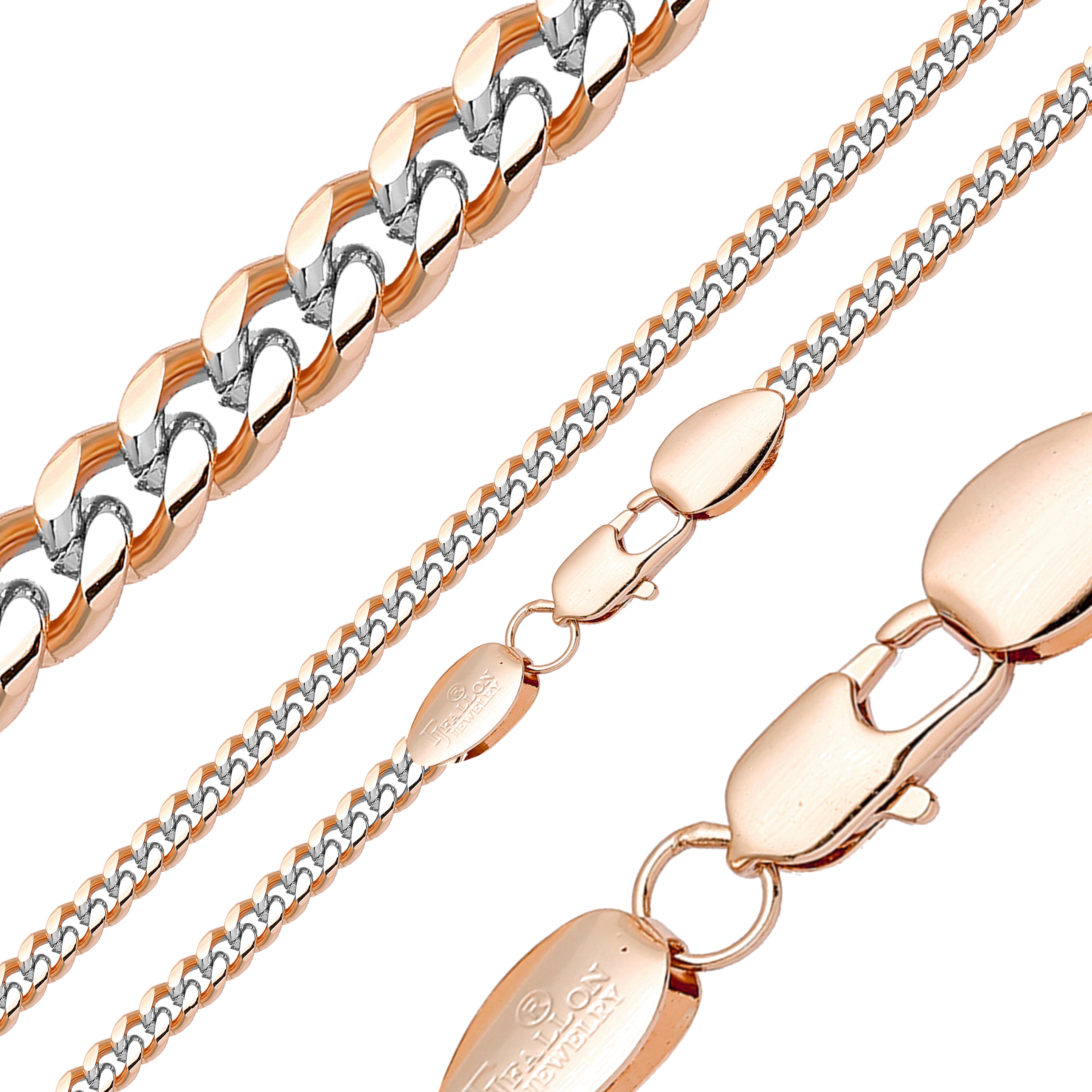 .Classic Miami Style Rose Gold, cadenas cubanas de dos tonos RF