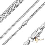 Cadenas brillantes de trigo Spiga chapadas en oro blanco, oro de 14 quilates, oro rosa, dos tonos
