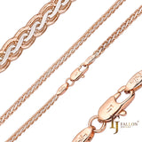 Cadenas brillantes de trigo Spiga chapadas en oro blanco, oro de 14 quilates, oro rosa, dos tonos