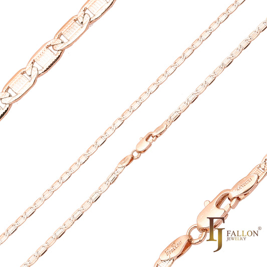 Correntes marteladas com elos Mariner em ouro rosa