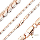 Snake Serpentine chains plated in 14K Gold, Rose Gold, two tone