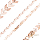 Chevron arrow link fish bone chains plated in 14K Gold, Rose Gold, two tone