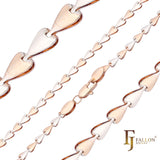 Cadenas de eslabones elegantes con forma de corazón de pala chapadas en oro de 14 quilates, oro rosa, dos tonos