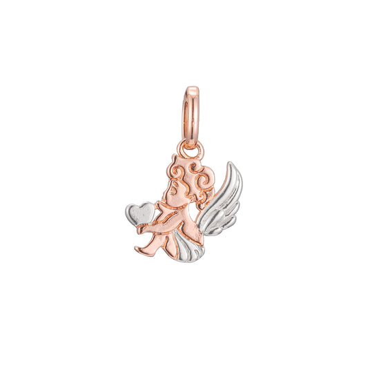Cupid angle heart pendant in Rose Gold two tone, 14K Gold plating colors
