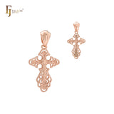 Orthodox Crucifix 14K Gold, Rose Gold, White Gold Cross Pendant