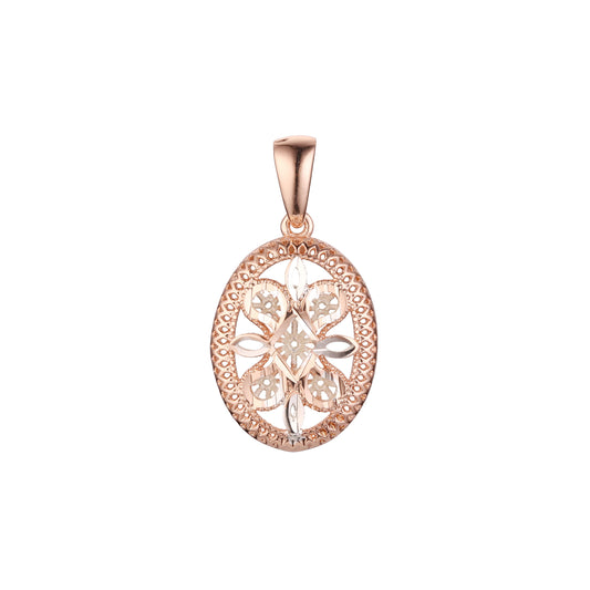 Oval kaleidoscope pendant in Rose Gold two tone, 14K Gold plating colors