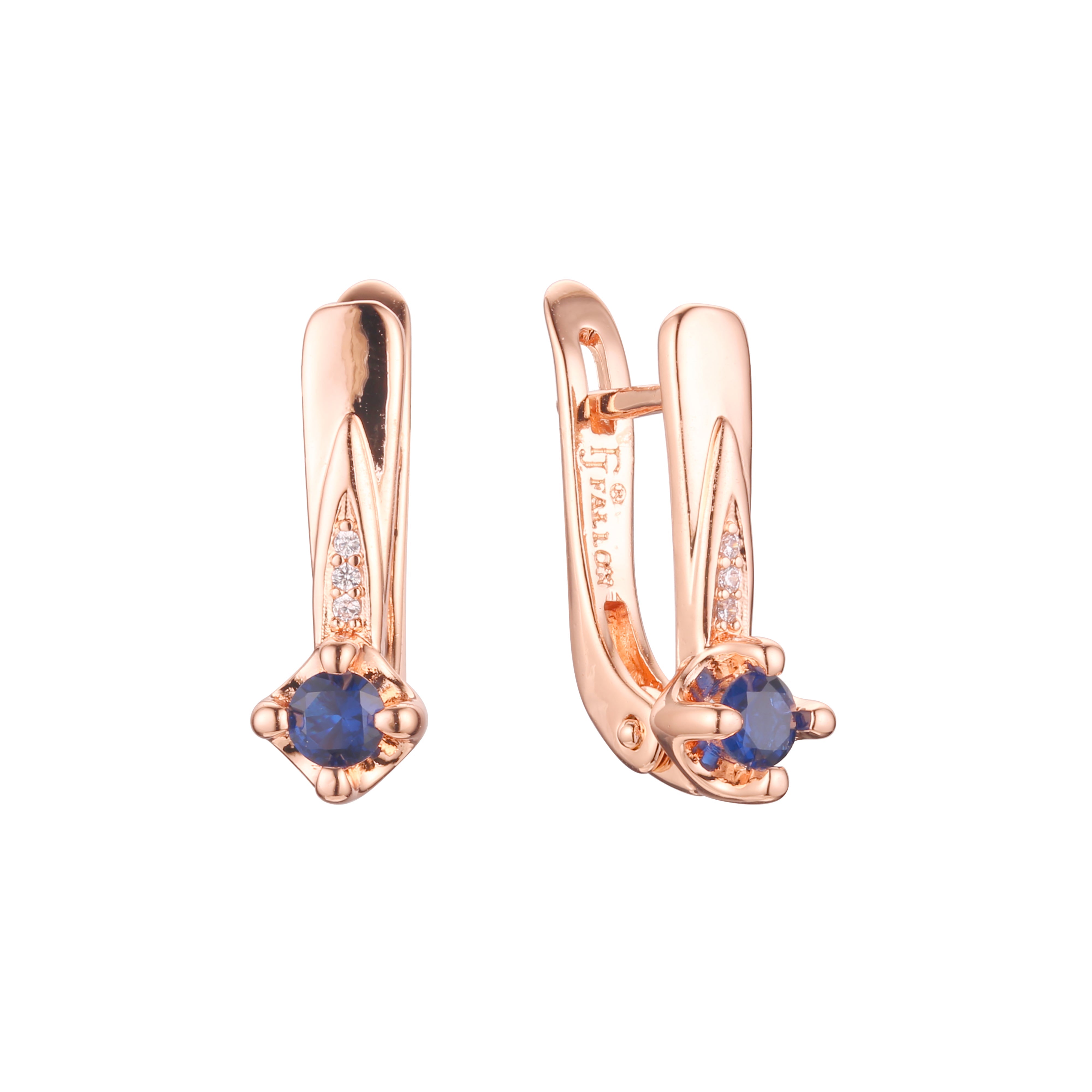 Cluster CZ und Solitär 14K Gold, Roségold, zweifarbige Ohrringe