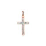 Cluster white CZs 14K Gold, Rose Gold or White Gold Latin Cross Pendant